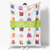 Aperturee - Custom Name Gift Box Girl Gift Christmas Blanket